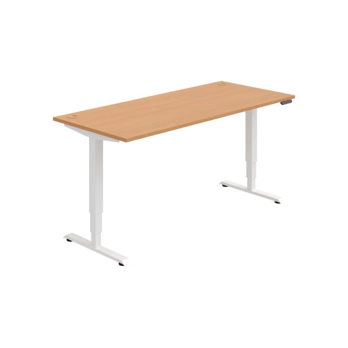 Pracovný stôl RUN, PO, 3S, 180x64,5-130,5x80 cm, buk/biela
