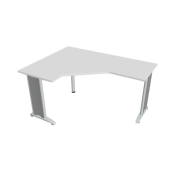 Pracovný stôl Flex, ergo, pravý, 160x75,5x120 (60x60) cm, biela/kov