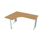 Pracovný stôl Flex, ergo, pravý, 160x75,5x120 (60x60) cm, dub/kov