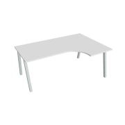 Pracovný stôl UNI A, ergo, ľavý, 180x75,5x120 cm, biela/sivá