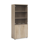 Policová skriňa BASIC, kombinovaná so sklom, so zámkom, 80x40x182,1cm, dub Somona