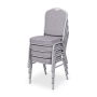 Banketová stolička Silver Smooth, strieborný rám, látka sivá