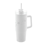 Termo hrnček dvojstenný biely personalizovaný so slamkou 900ml
