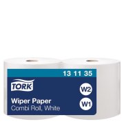 Papierové utierky v rolke 1-vrstv. TORK, biele W1/2, 2 ks