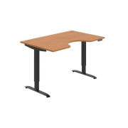 Pracovný stôl Motion Ergo, PO, 2S, 140x70,5-120,5x90 cm, jelša/čierna